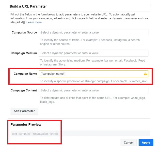 Campaign Name in Facebook Ads