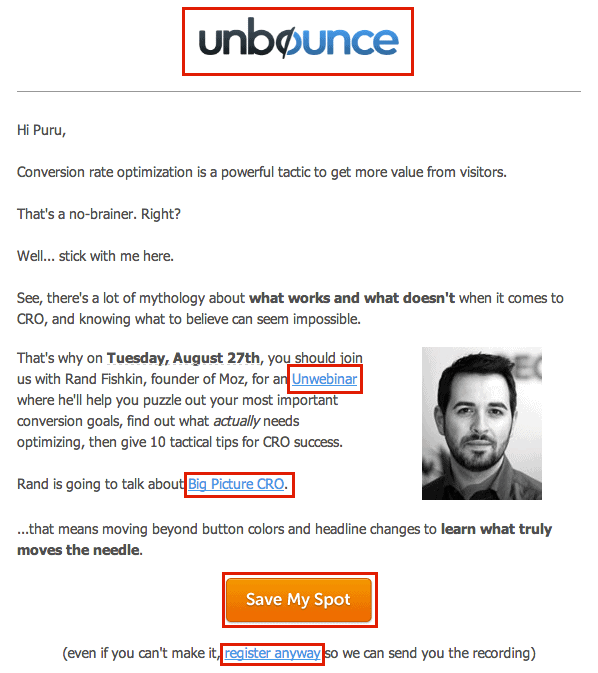 Links in Unbounce emails